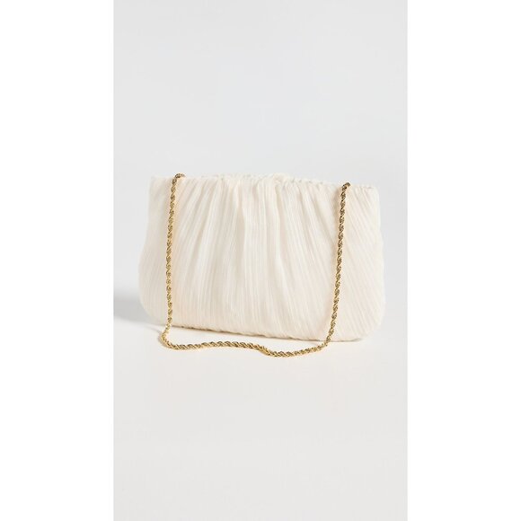Loeffler Randall Brit Flat Pleated Pouch in Pearl New Womens Clutch Shoulder - Picture 1 of 15